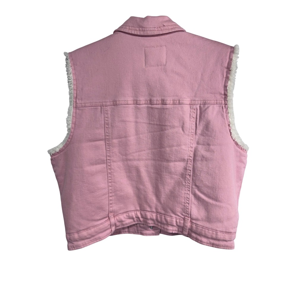 Celebrity Pink Sherpa Lined Pink Denim Vest Cropped Y2K Women's L - Picture 5 of 6